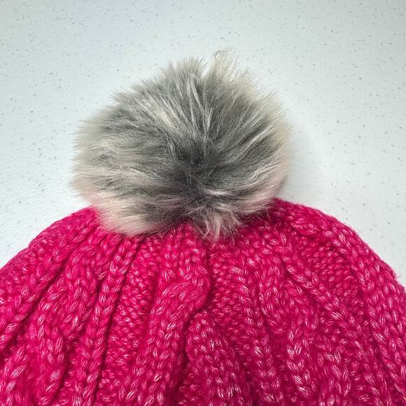 NWOT Banana Republic Infinity Scarf and Beanie Cap Pom Pom Hat Hot Vibrant Pink - Picture 2 of 6